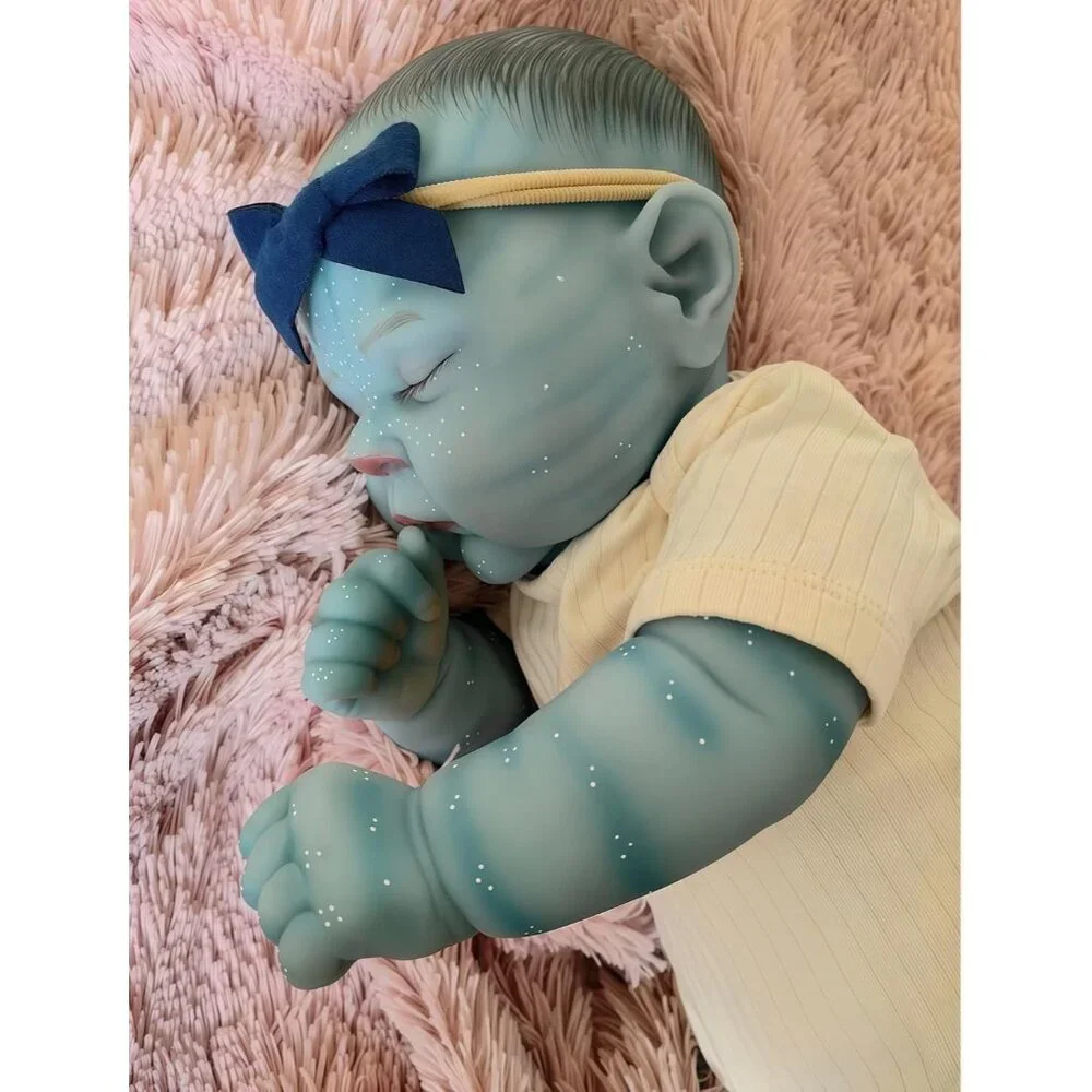 💫 Reborn Baby Doll Blue Skin Realistic Sleeping Soft Cloth Body Complete Toy
